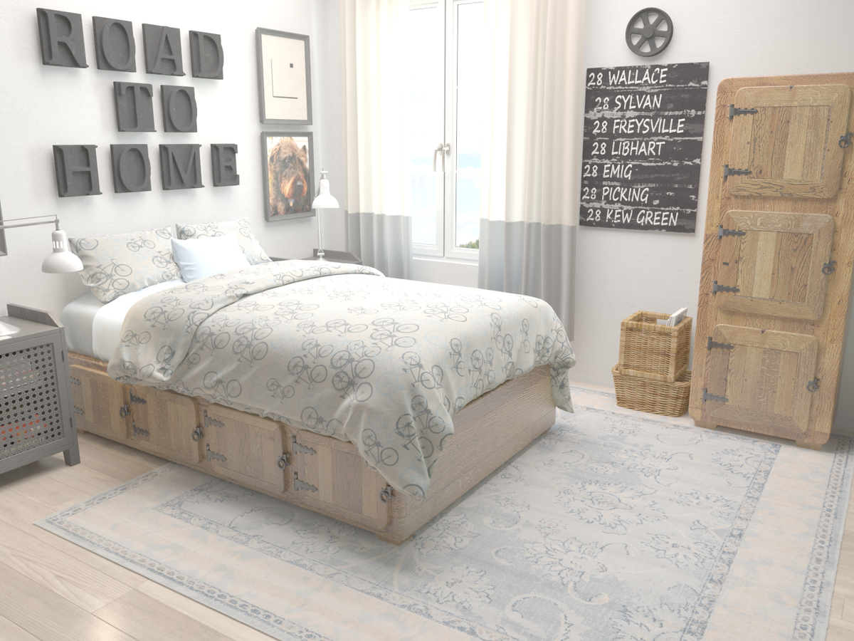 Heritage Retreat Collection Area Rug -  Hearth Square Light Blue  lifestyle 35