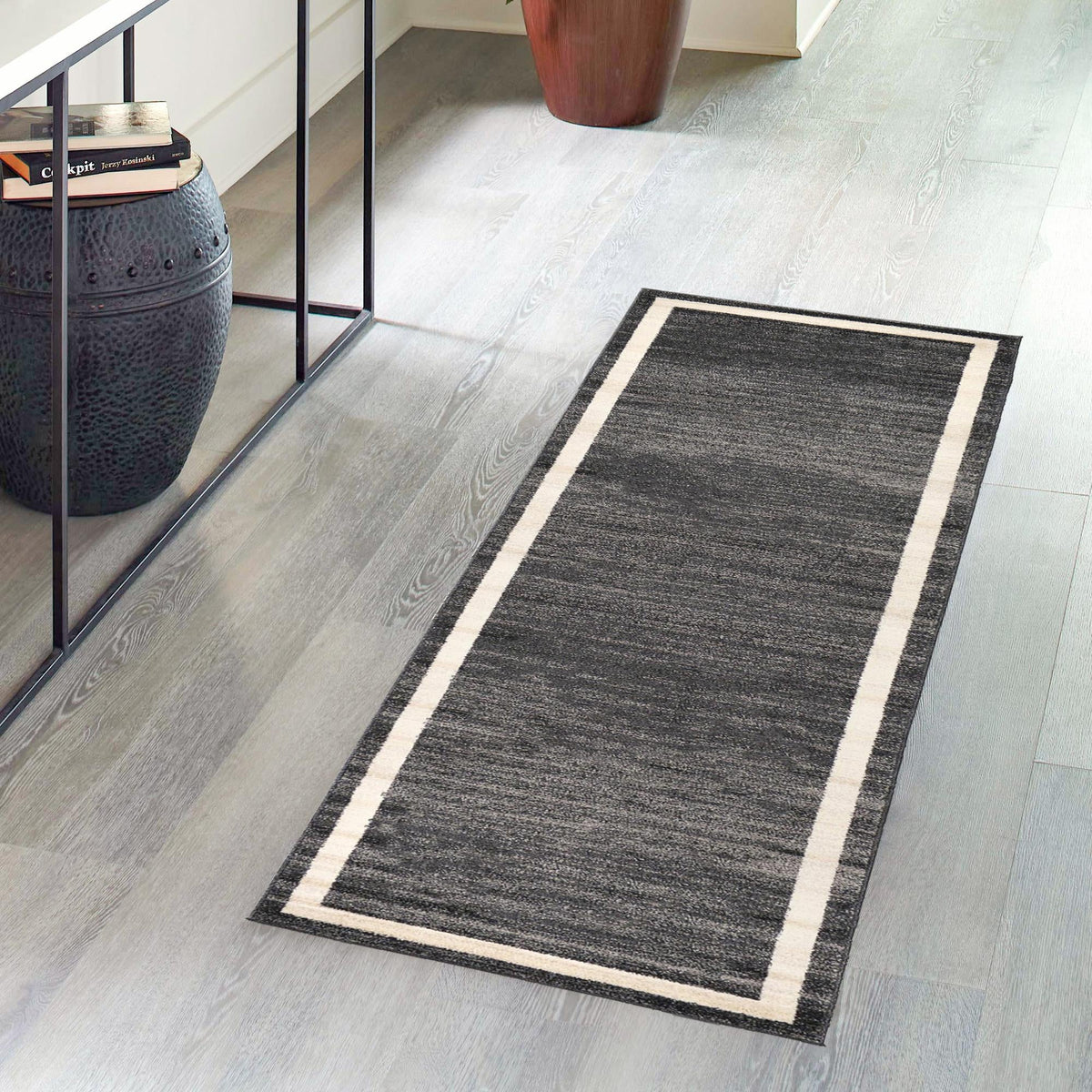 Studio Haven Collection Area Rug -  Alcove (Black) Runner Black  lifestyle 60