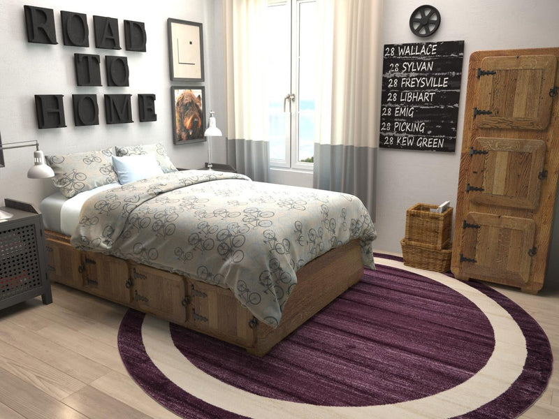 Studio Haven Collection Area Rug -  Alcove (Violet) Round Violet  lifestyle 11