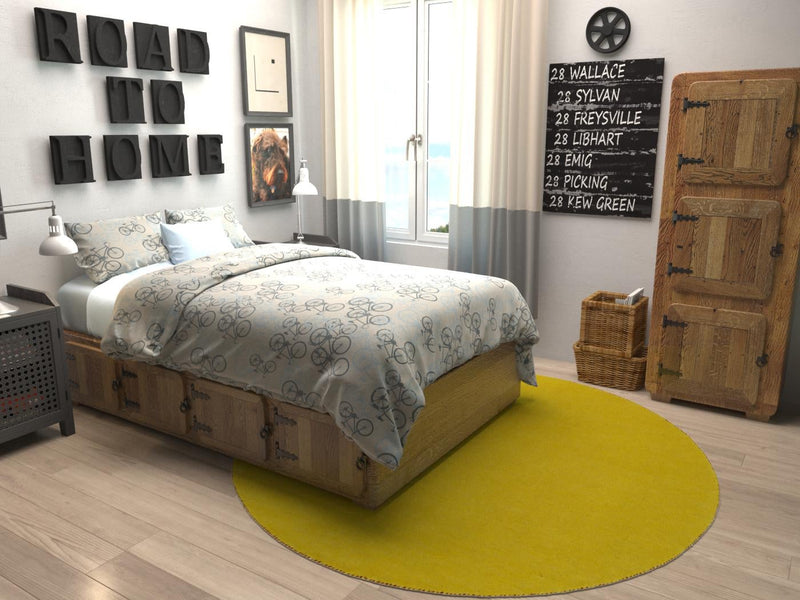 Tonal Oasis Collection Area Rug -  Lenox (Yellow) Round Yellow  lifestyle 14