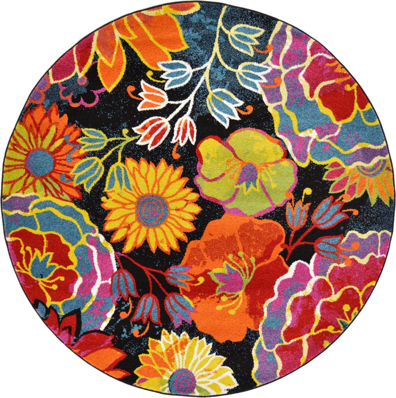 Venetian Elegance Collection Area Rug -  Accademia Round Black  lifestyle 29