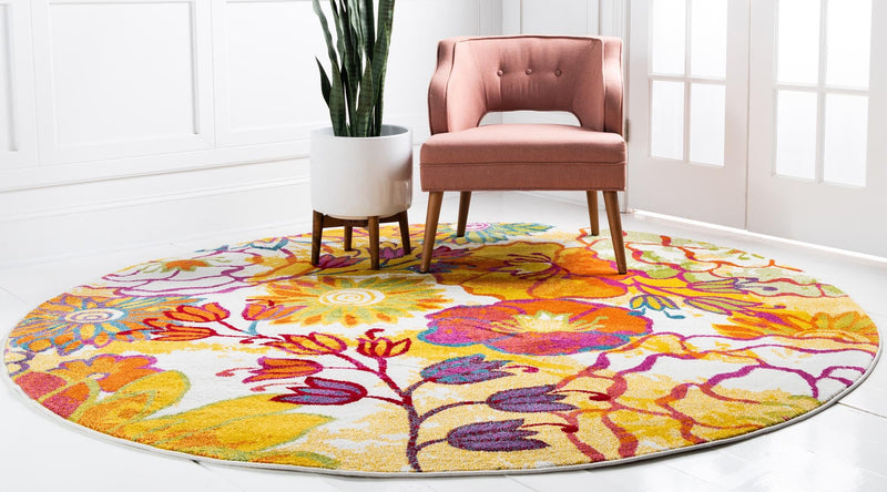 Venetian Elegance Collection Area Rug -  Accademia Round Ivory  lifestyle 49