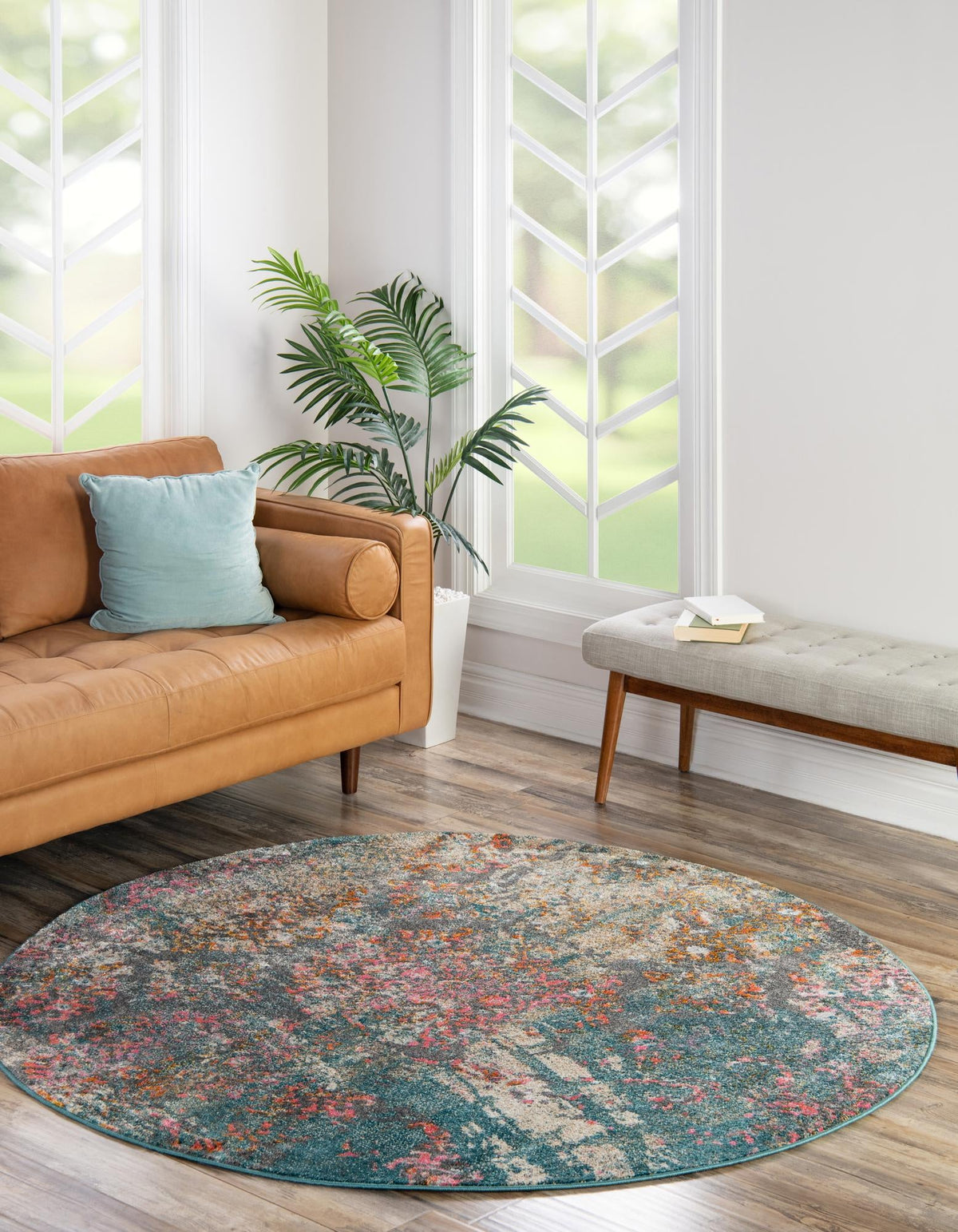 Serenade Oasis Collection Area Rug -  Bliss Round Blue  lifestyle 15