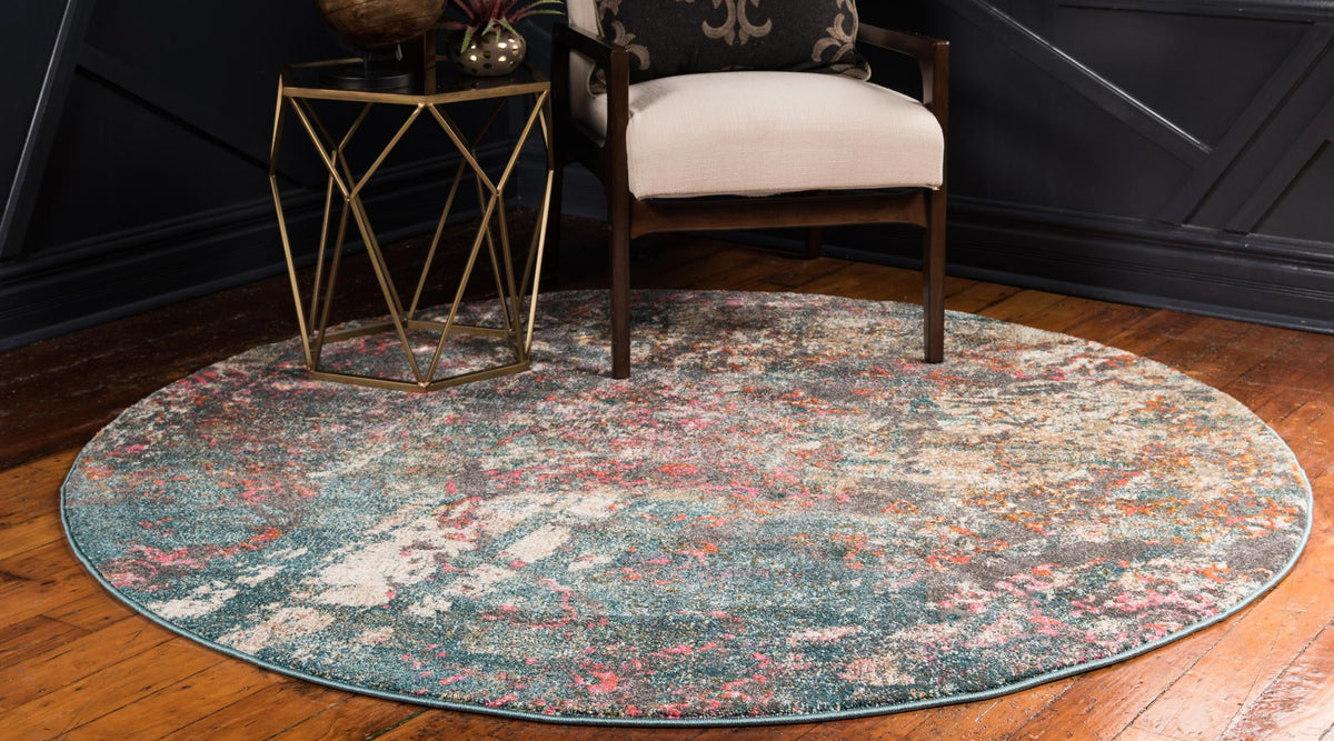 Serenade Oasis Collection Area Rug -  Bliss Round Blue  lifestyle 20