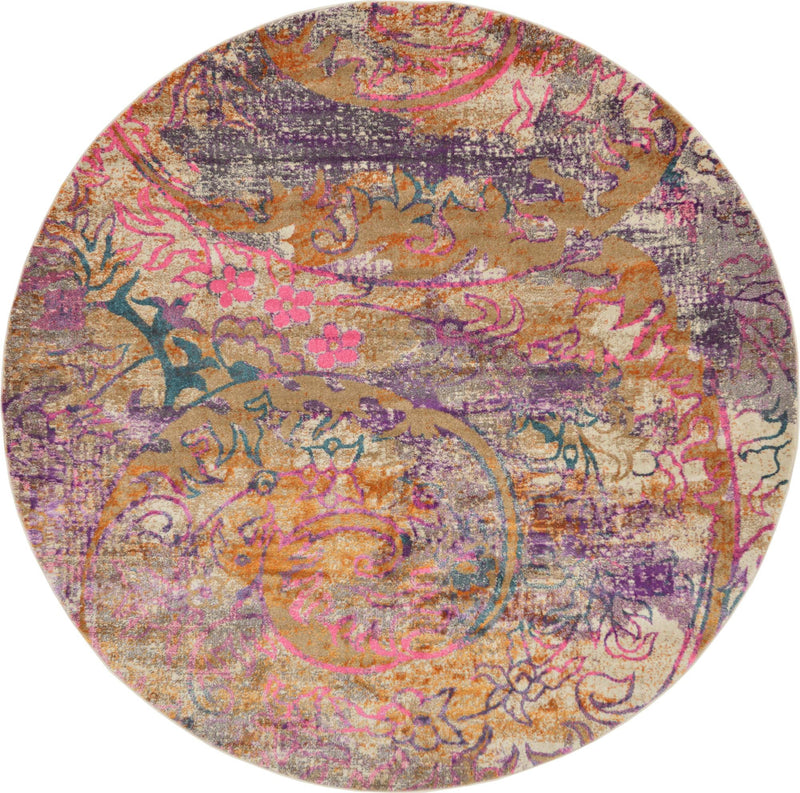 Serenade Oasis Collection Area Rug -  Euphoria Round Dark Beige  lifestyle 7