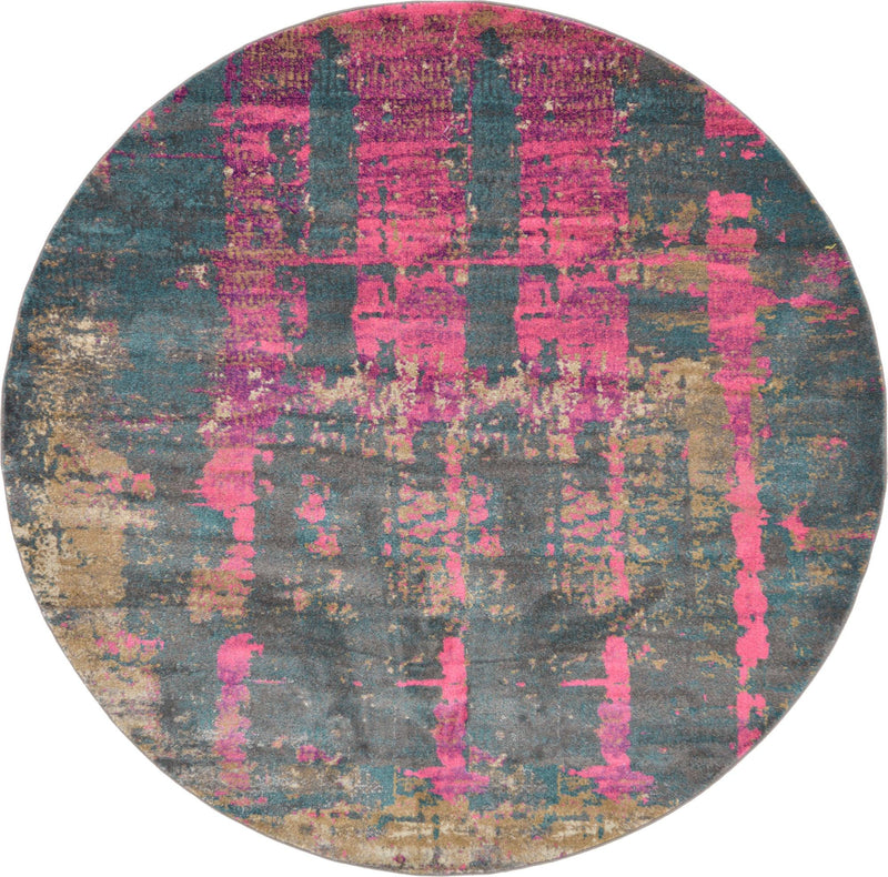 Serenade Oasis Collection Area Rug -  Paradise Round Multi  lifestyle 11