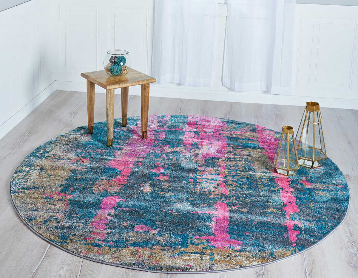 Serenade Oasis Collection Area Rug -  Paradise Round Multi  lifestyle 16