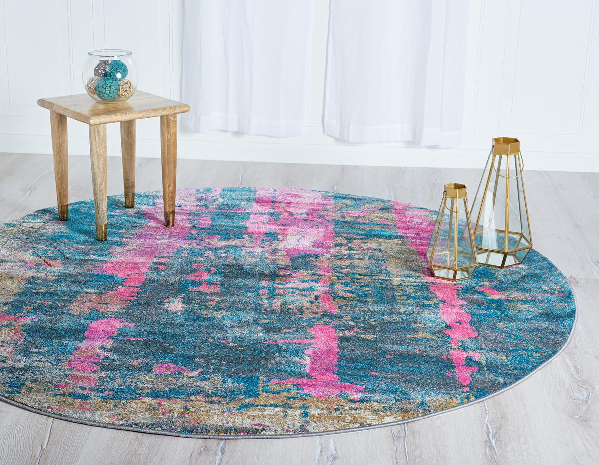 Serenade Oasis Collection Area Rug -  Paradise Round Multi  lifestyle 18
