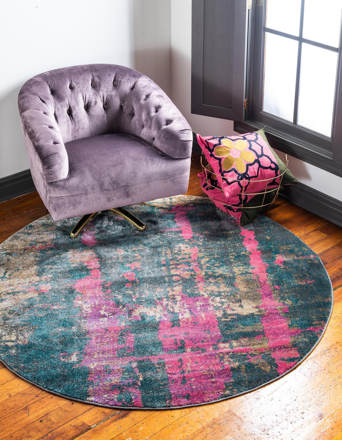 Serenade Oasis Collection Area Rug -  Paradise Round Multi  lifestyle 13