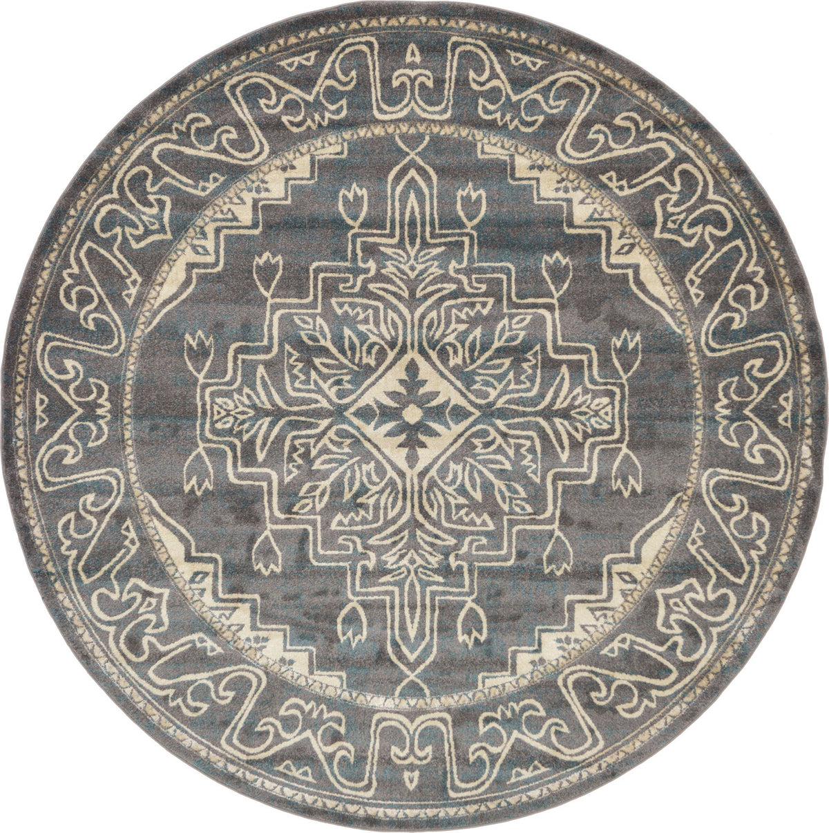 Serenade Oasis Collection Area Rug -  Utopia Round Gray  lifestyle 33