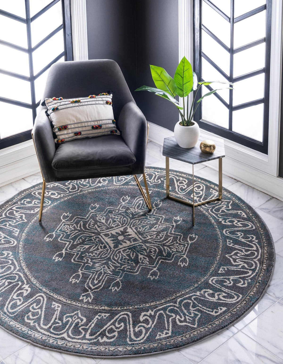 Serenade Oasis Collection Area Rug -  Utopia Round Gray  lifestyle 41