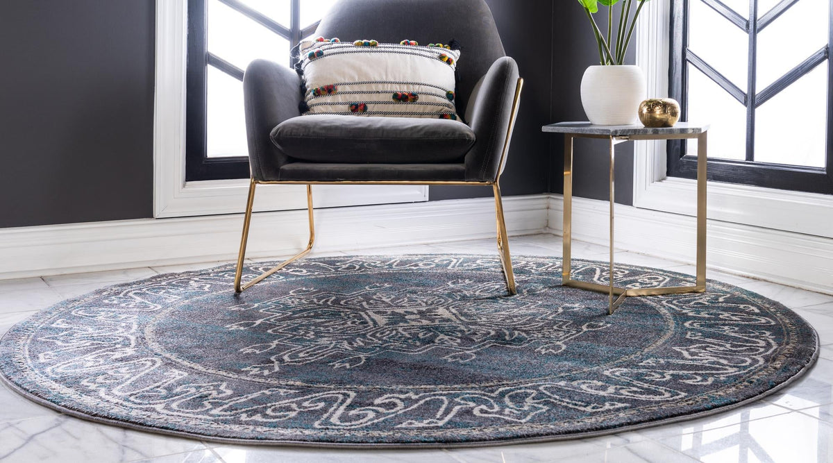 Serenade Oasis Collection Area Rug -  Utopia Round Gray  lifestyle 60