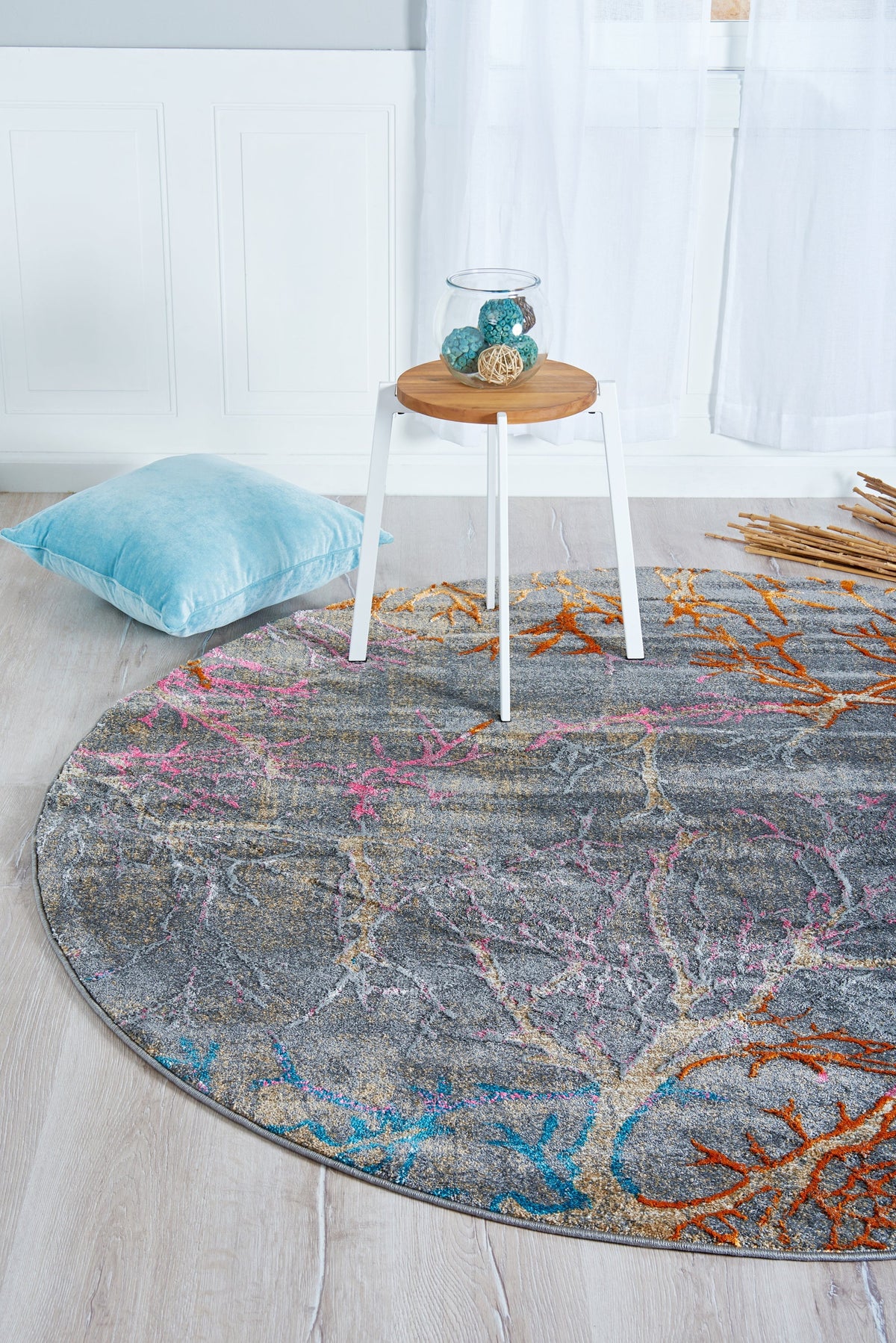 Serenade Oasis Collection Area Rug -  Oasis Round Gray  lifestyle 30