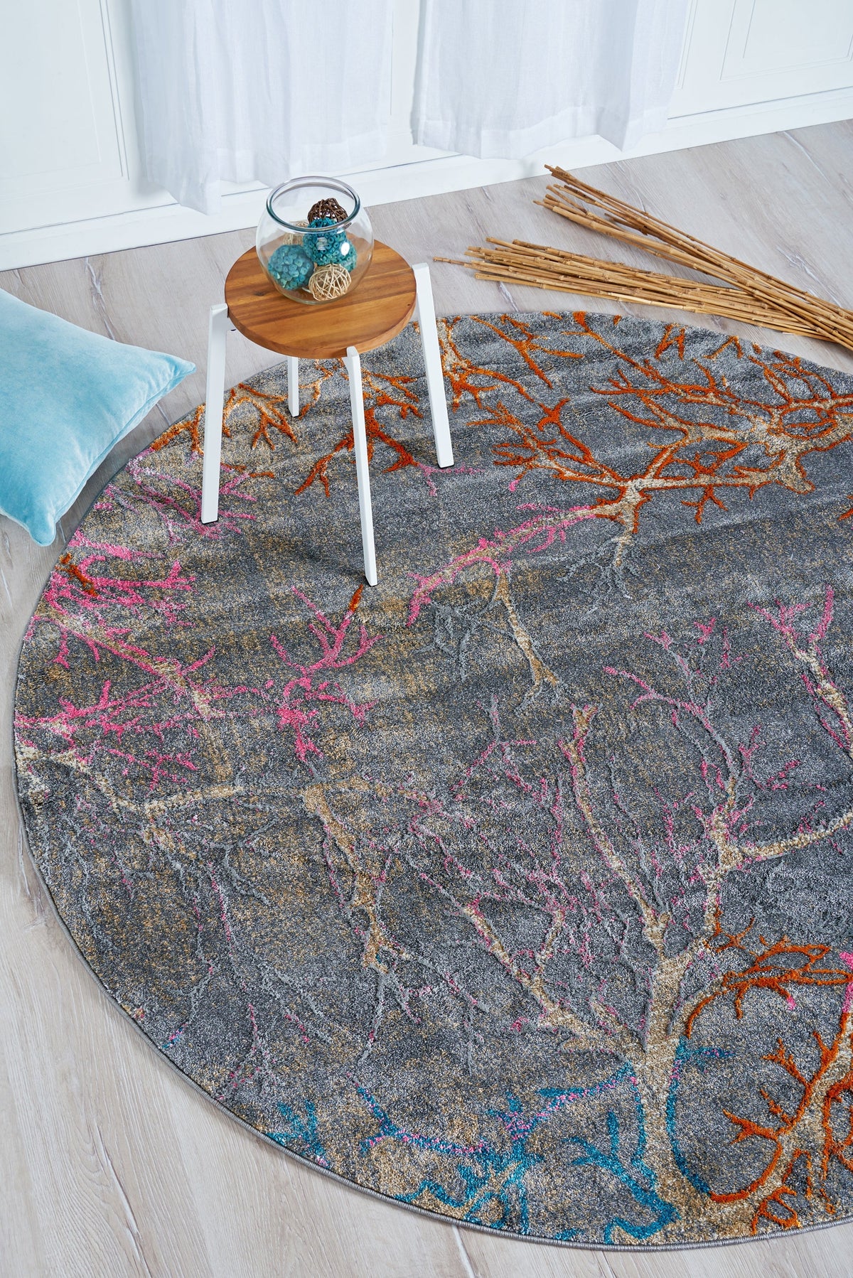 Serenade Oasis Collection Area Rug -  Oasis Round Gray  lifestyle 31