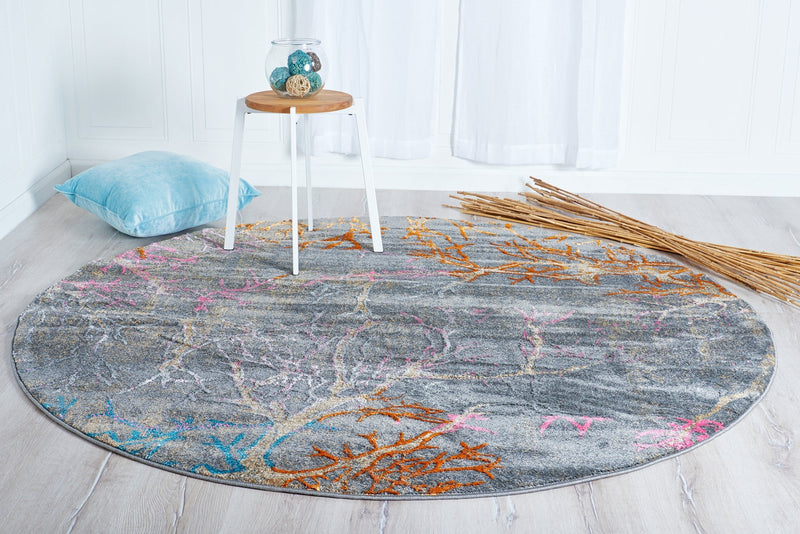 Serenade Oasis Collection Area Rug -  Oasis Round Gray  lifestyle 33
