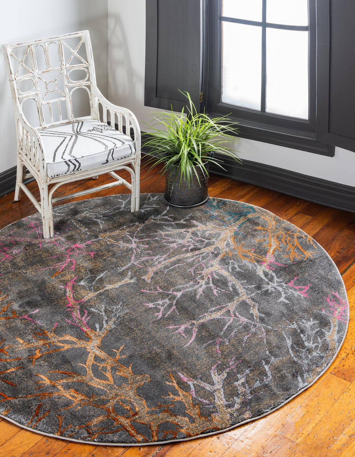 Serenade Oasis Collection Area Rug -  Oasis Round Gray  lifestyle 23