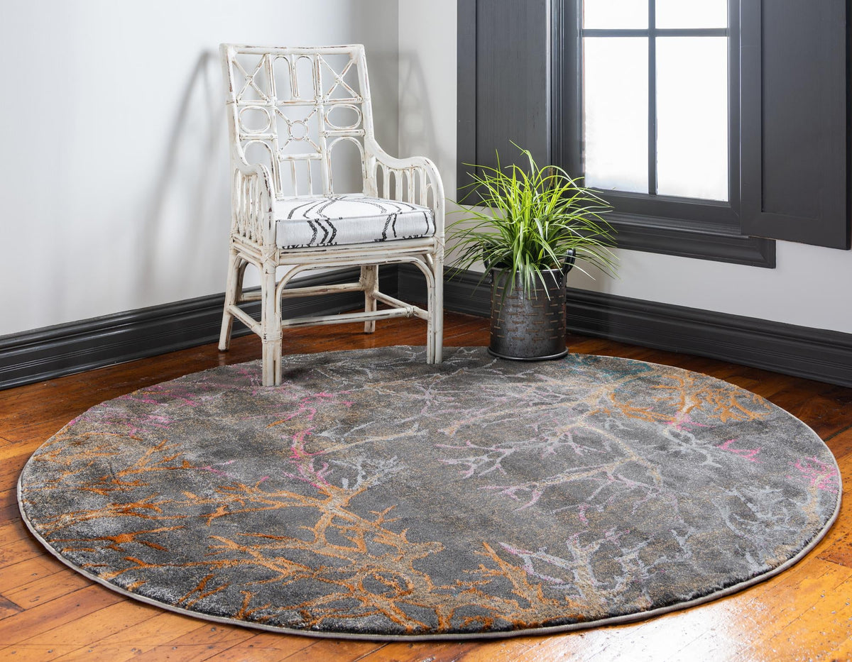 Serenade Oasis Collection Area Rug -  Oasis Round Gray  lifestyle 28