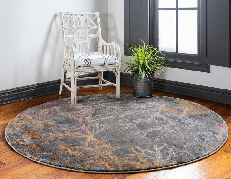 Serenade Oasis Collection Area Rug -  Oasis Round Gray  lifestyle 28