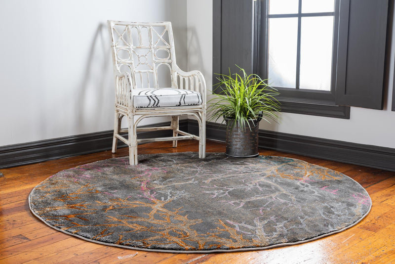 Serenade Oasis Collection Area Rug -  Oasis Round Gray  lifestyle 33
