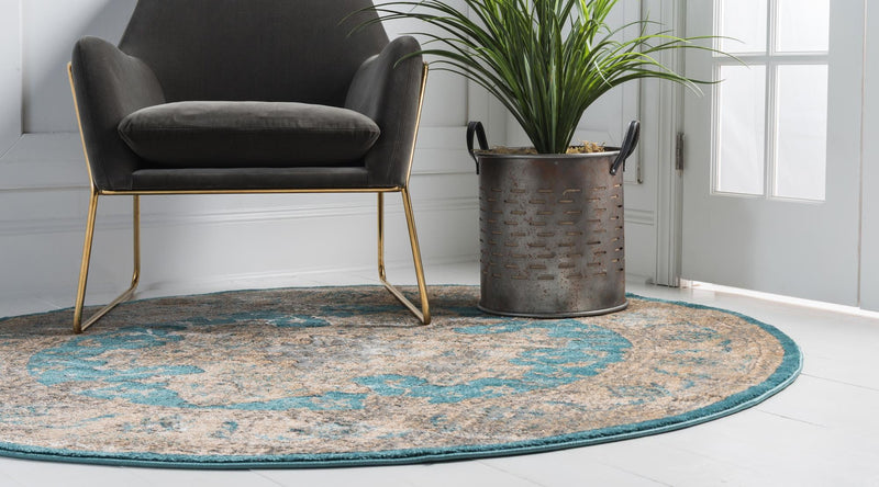 Serenade Oasis Collection Area Rug -  Serenity Round Teal  lifestyle 18