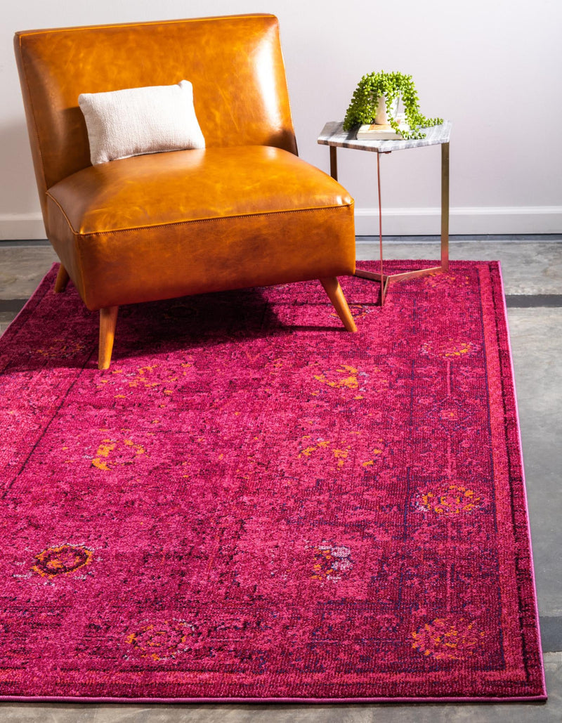 Chateau Elegance Collection Area Rug -  Louvre Rectangle Magenta  lifestyle 4
