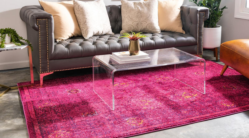 Chateau Elegance Collection Area Rug -  Louvre Rectangle Magenta  lifestyle 6