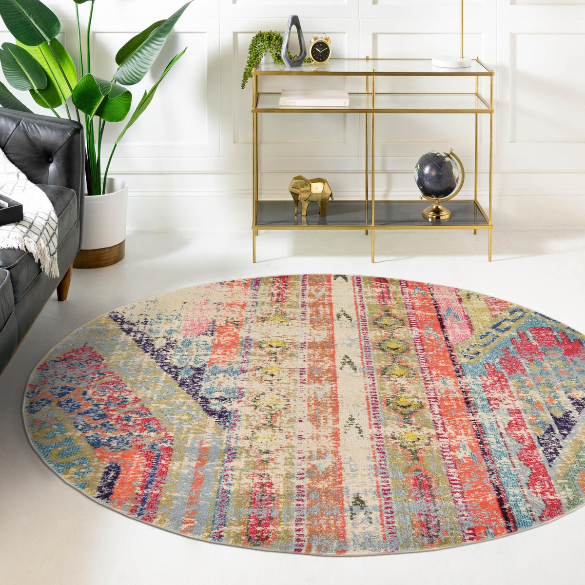 Sedona Vista Collection Area Rug -  Cholla Round Multi  lifestyle 117