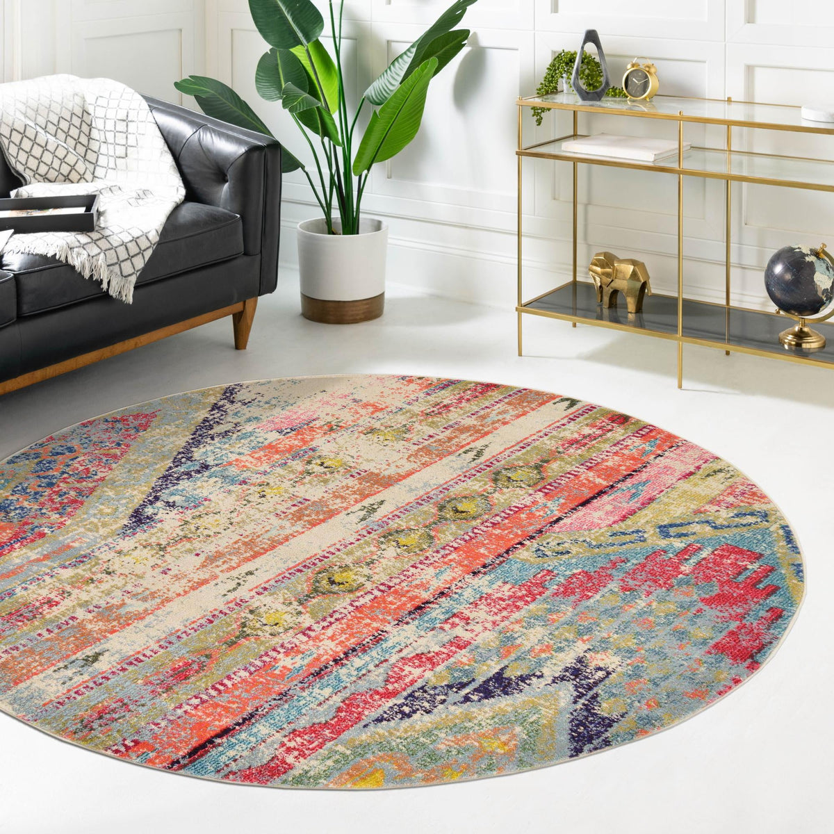 Sedona Vista Collection Area Rug -  Cholla Round Multi  lifestyle 120