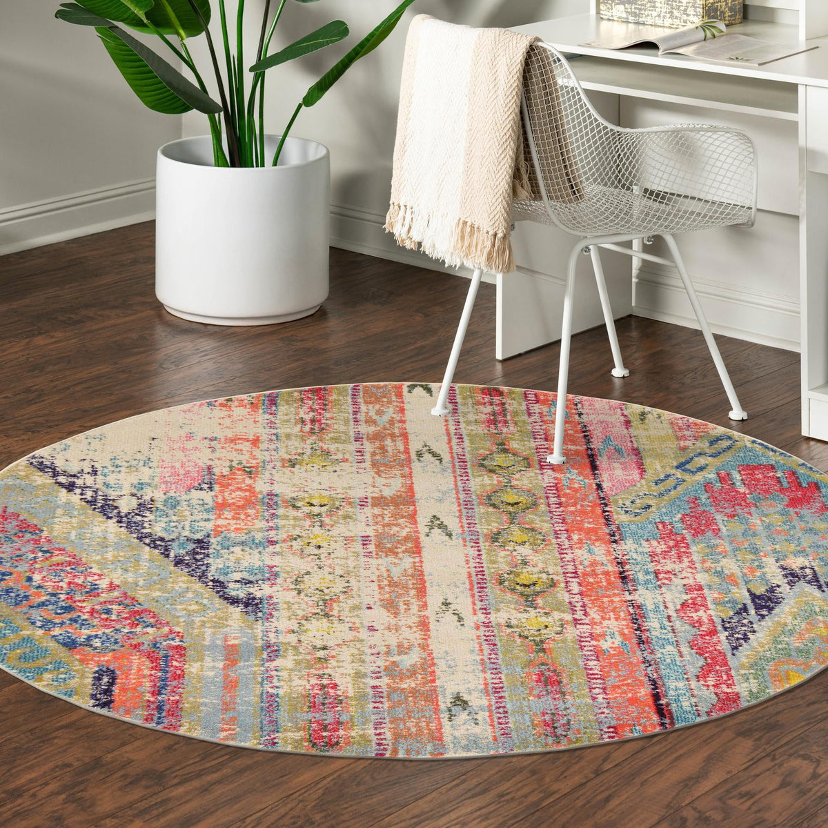 Sedona Vista Collection Area Rug -  Cholla Round Multi  lifestyle 123
