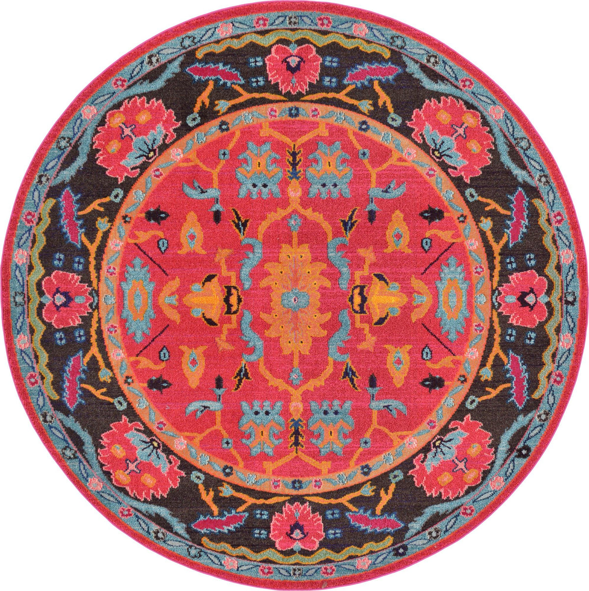 Chateau Elegance Collection Area Rug -  Giverny Round Pink  lifestyle 11