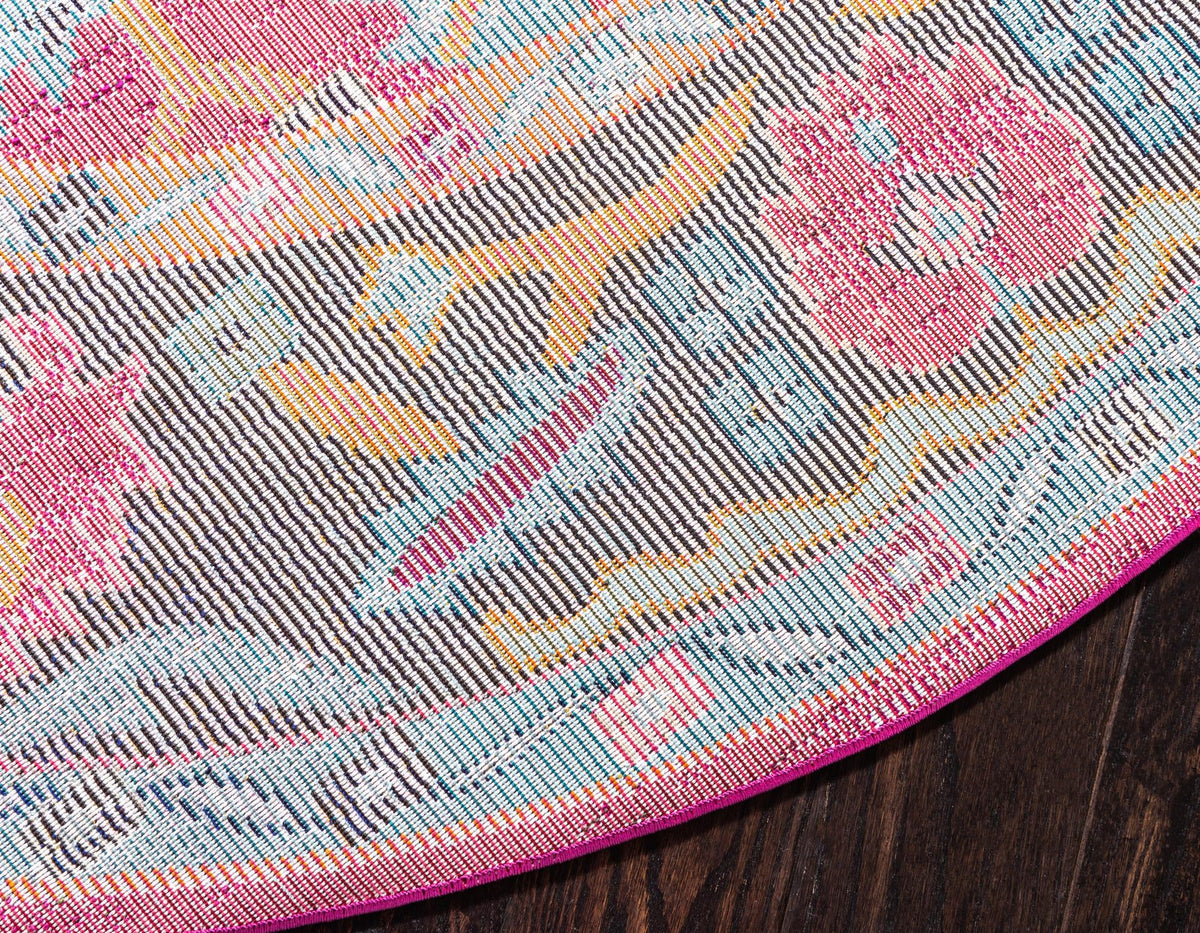 Chateau Elegance Collection Area Rug -  Giverny Round Pink  lifestyle 36