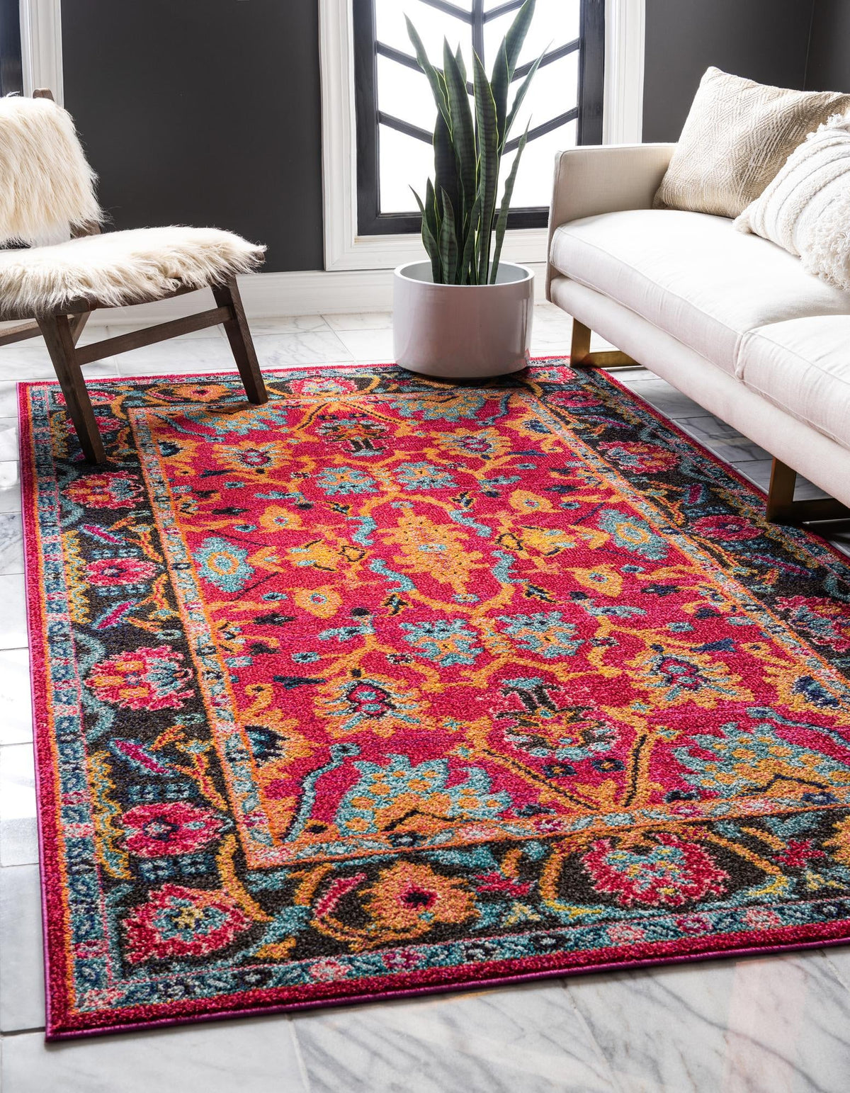 Chateau Elegance Collection Area Rug -  Giverny Rectangle Pink  lifestyle 2