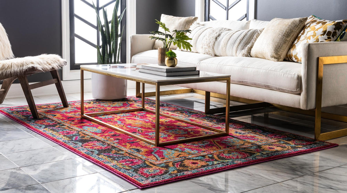 Chateau Elegance Collection Area Rug -  Giverny Rectangle Pink  lifestyle 3