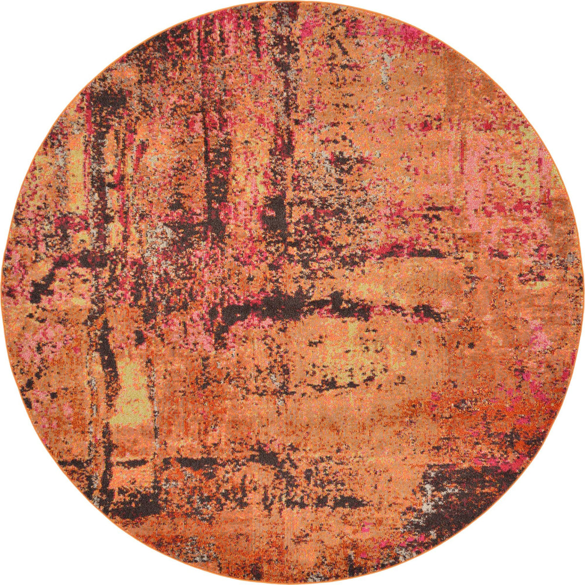 Marrakesh Elegance Collection Area Rug -  Ennakhil Round Orange  lifestyle 11