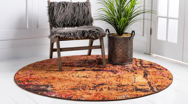 Marrakesh Elegance Collection Area Rug -  Ennakhil Round Orange  lifestyle 17