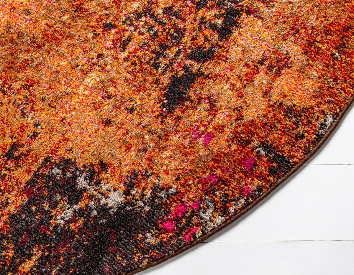 Marrakesh Elegance Collection Area Rug -  Ennakhil Round Orange  lifestyle 35