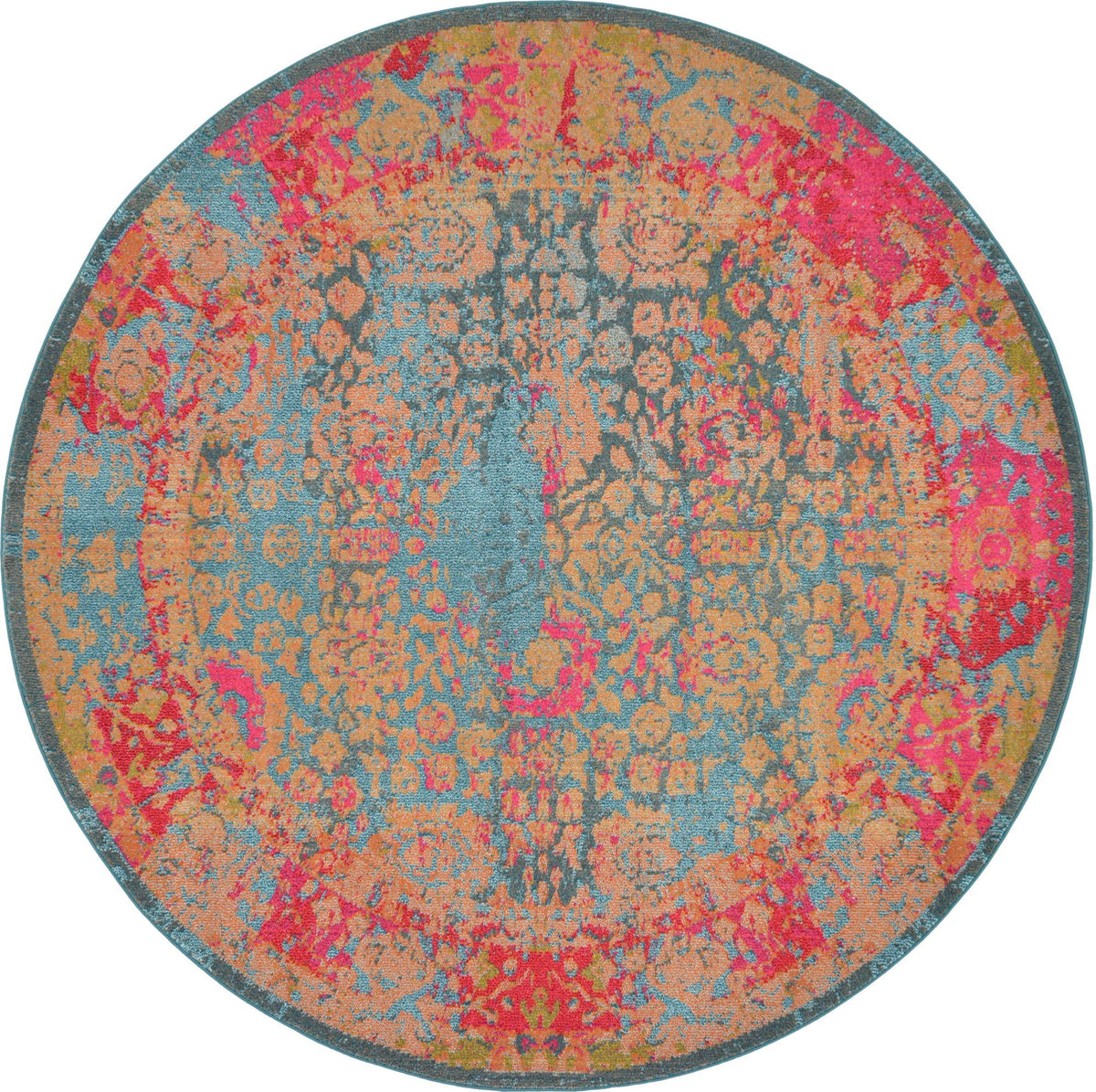 Chateau Elegance Collection Area Rug -  Marly Round Blue  lifestyle 12