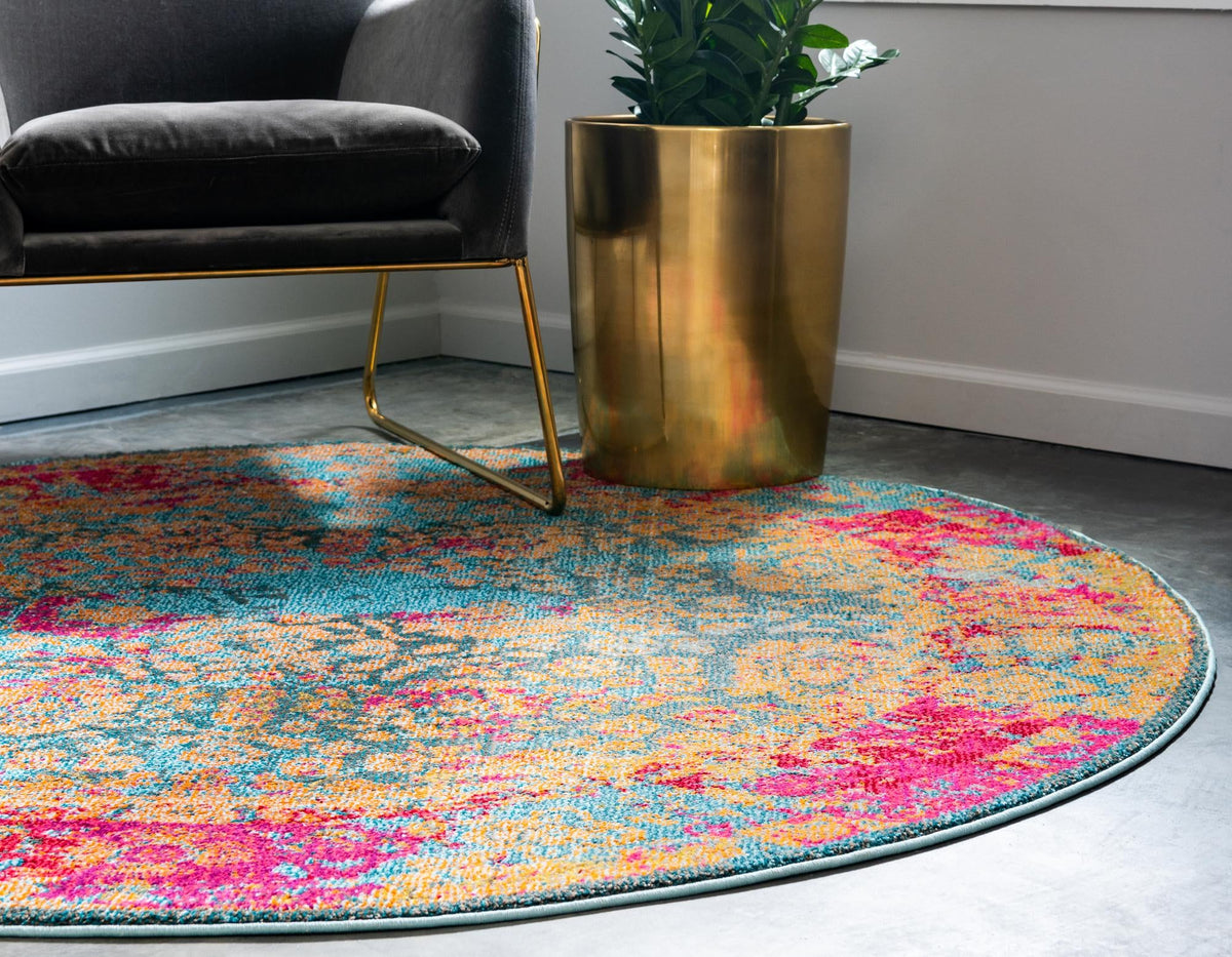 Chateau Elegance Collection Area Rug -  Marly Round Blue  lifestyle 18