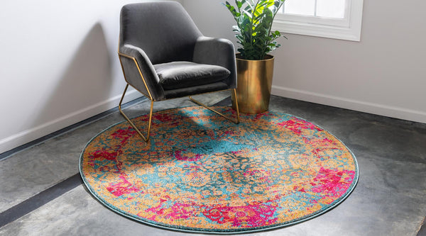 Chateau Elegance Collection Area Rug -  Marly Round Blue  lifestyle 21
