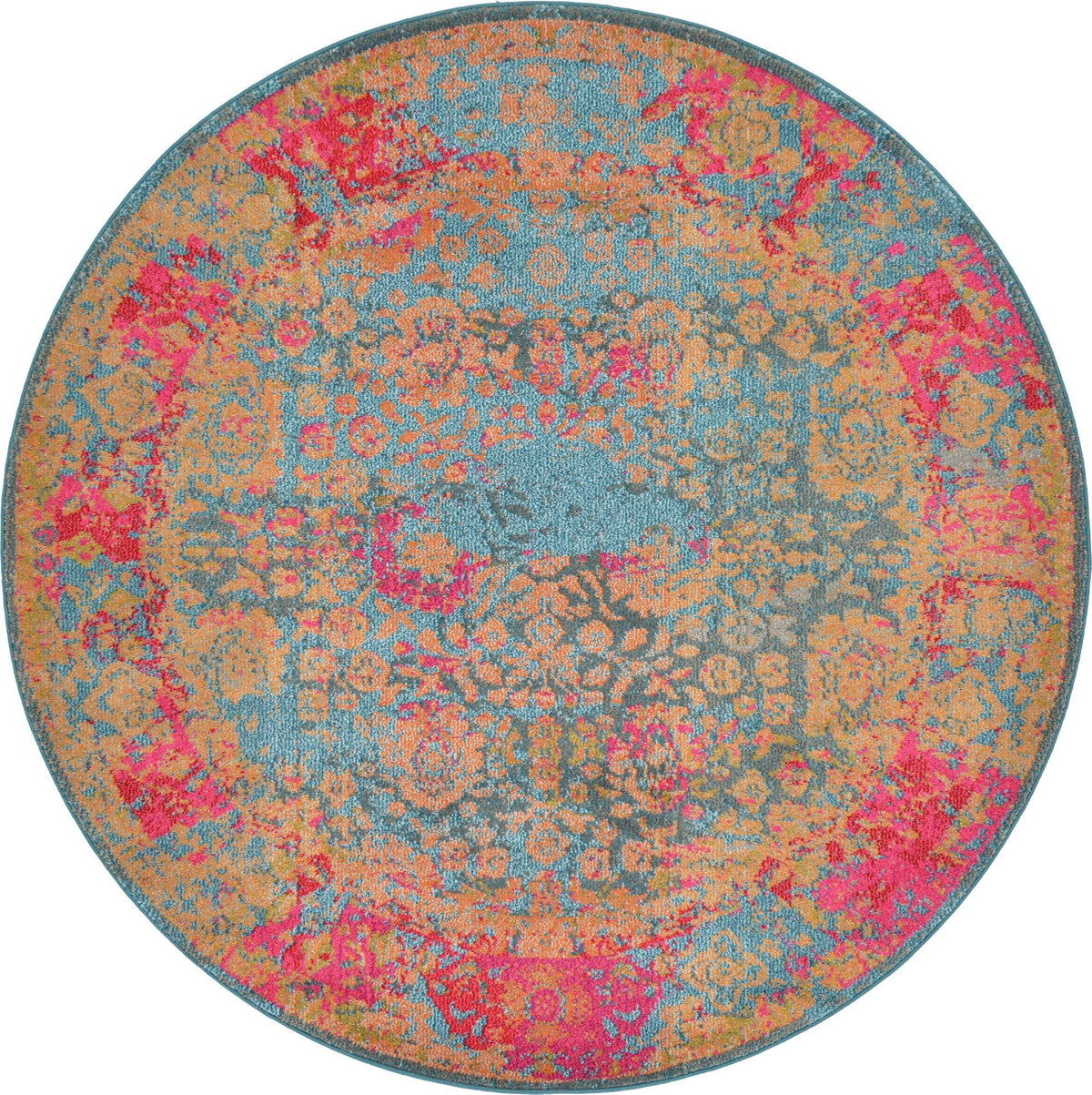 Chateau Elegance Collection Area Rug -  Marly Round Blue  lifestyle 10