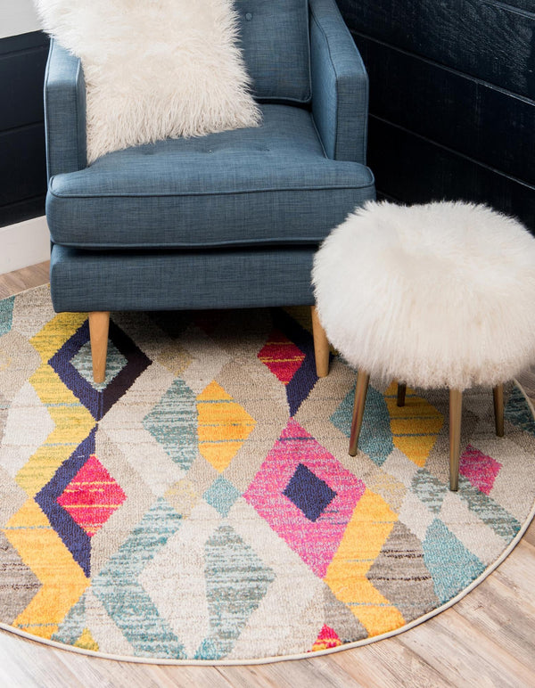 Sedona Vista Collection Area Rug -  Pricklypear Round Multi  lifestyle 22