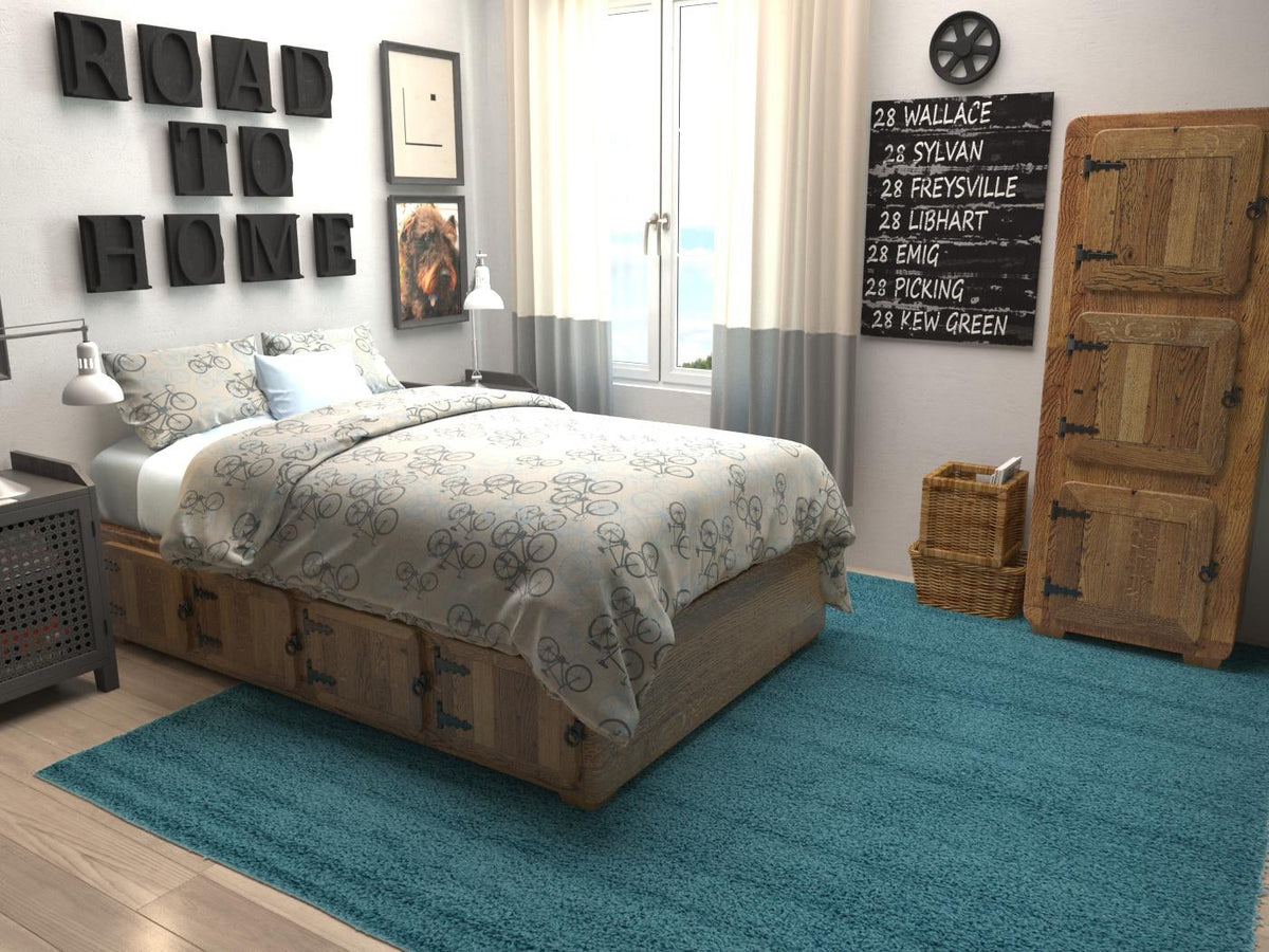 Plush Oasis Collection Area Rug - Serenity (Deep Aqua Blue) Square Deep Aqua Blue  lifestyle 39