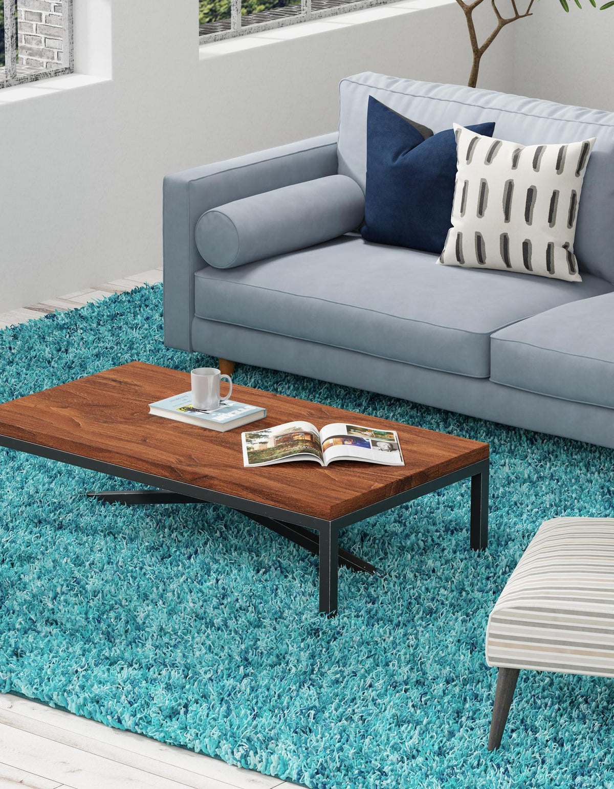 Plush Oasis Collection Area Rug - Serenity (Deep Aqua Blue) Rectangle Deep Aqua Blue  lifestyle 31