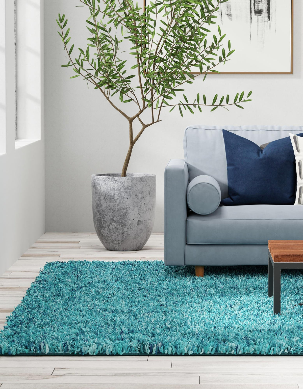 Plush Oasis Collection Area Rug - Serenity (Deep Aqua Blue) Rectangle Deep Aqua Blue  lifestyle 32