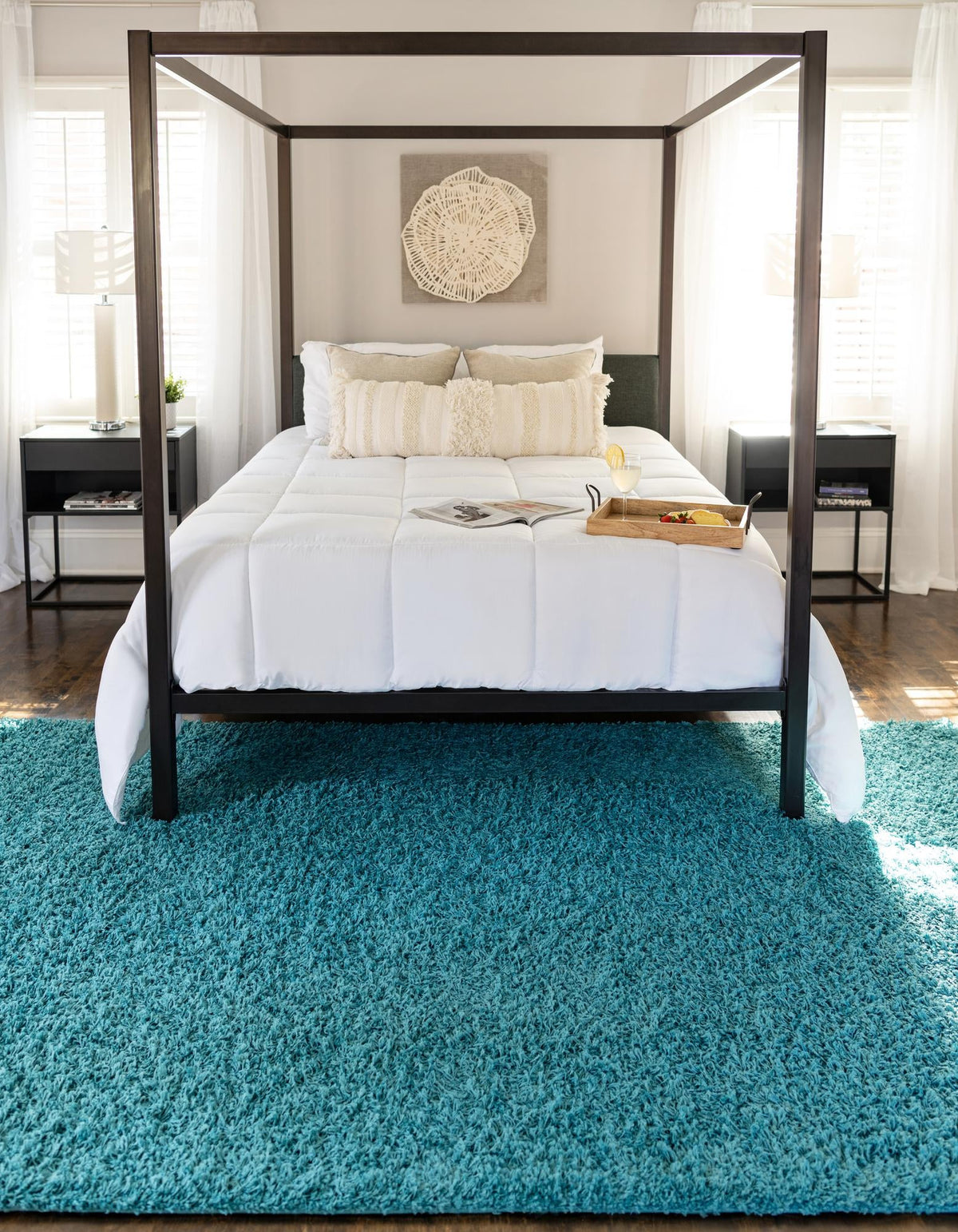 Plush Oasis Collection Area Rug - Serenity (Deep Aqua Blue) Rectangle Deep Aqua Blue  lifestyle 35