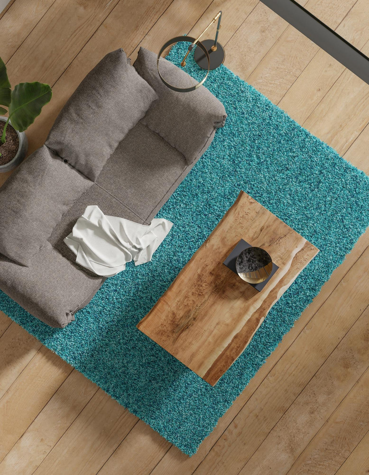 Plush Oasis Collection Area Rug - Serenity (Deep Aqua Blue) Rectangle Deep Aqua Blue  lifestyle 38