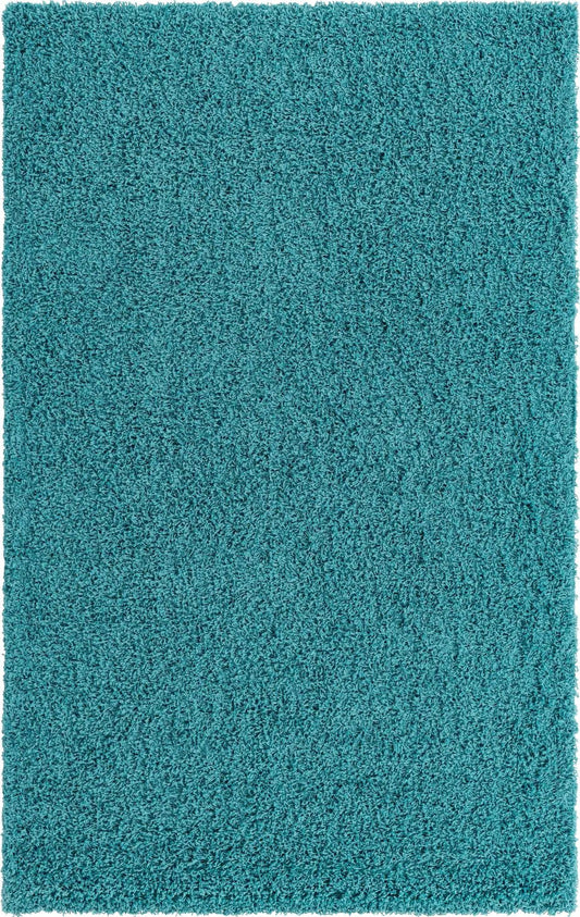 Plush Oasis Collection Area Rug - Serenity (Deep Aqua Blue) Rectangle Deep Aqua Blue Main