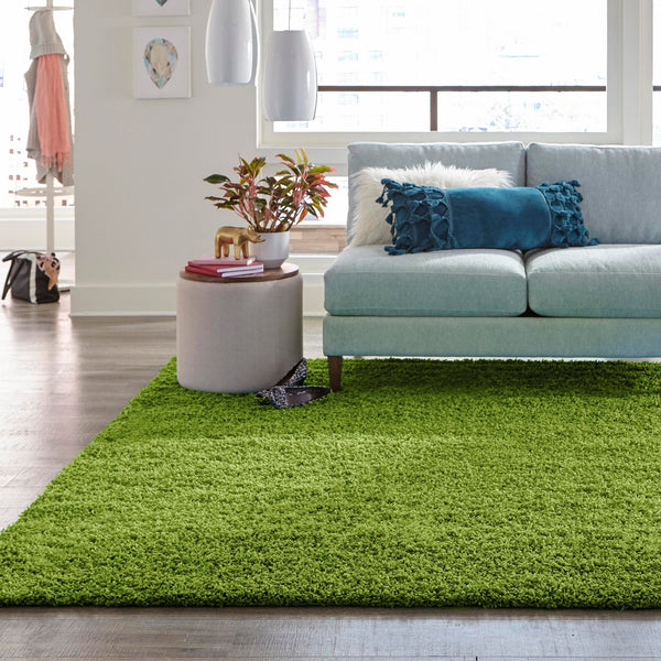 Plush Oasis Collection Area Rug - Serenity (Grass Green) Square Grass Green  lifestyle 28