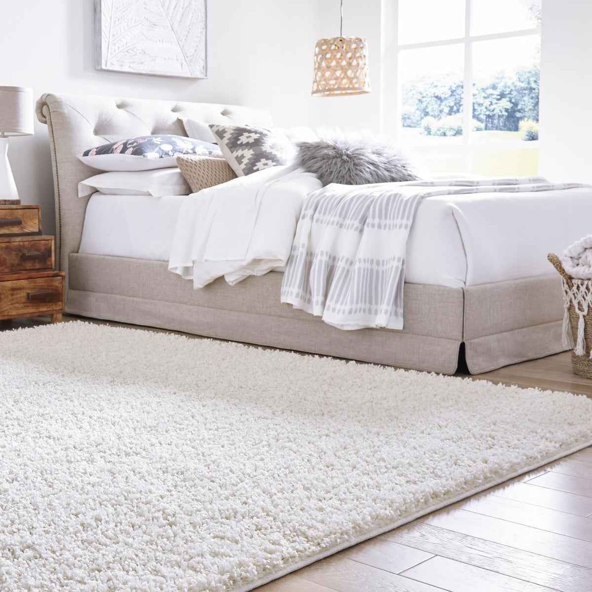 Plush Oasis Collection Area Rug - Serenity (Snow White) Square Snow White  lifestyle 36