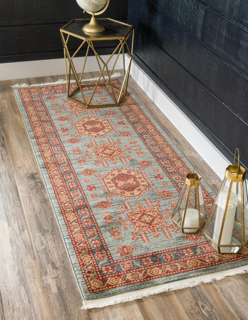 Persian Elegance Collection Area Rug -  Bushehr Runner Light Blue  lifestyle 12